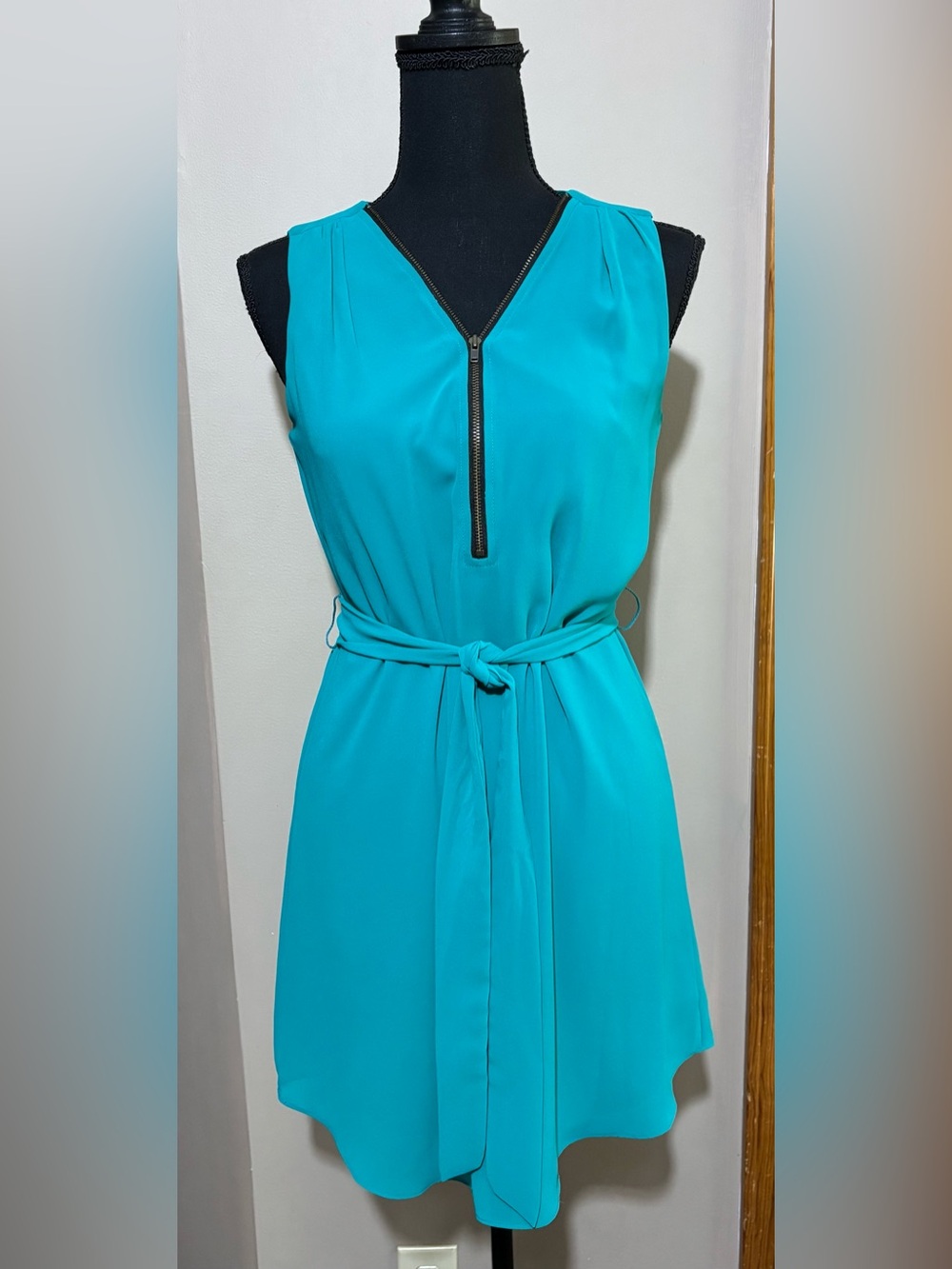 IZ Byer belted shirt dress teal green. Size S. See pics for slight discoloration